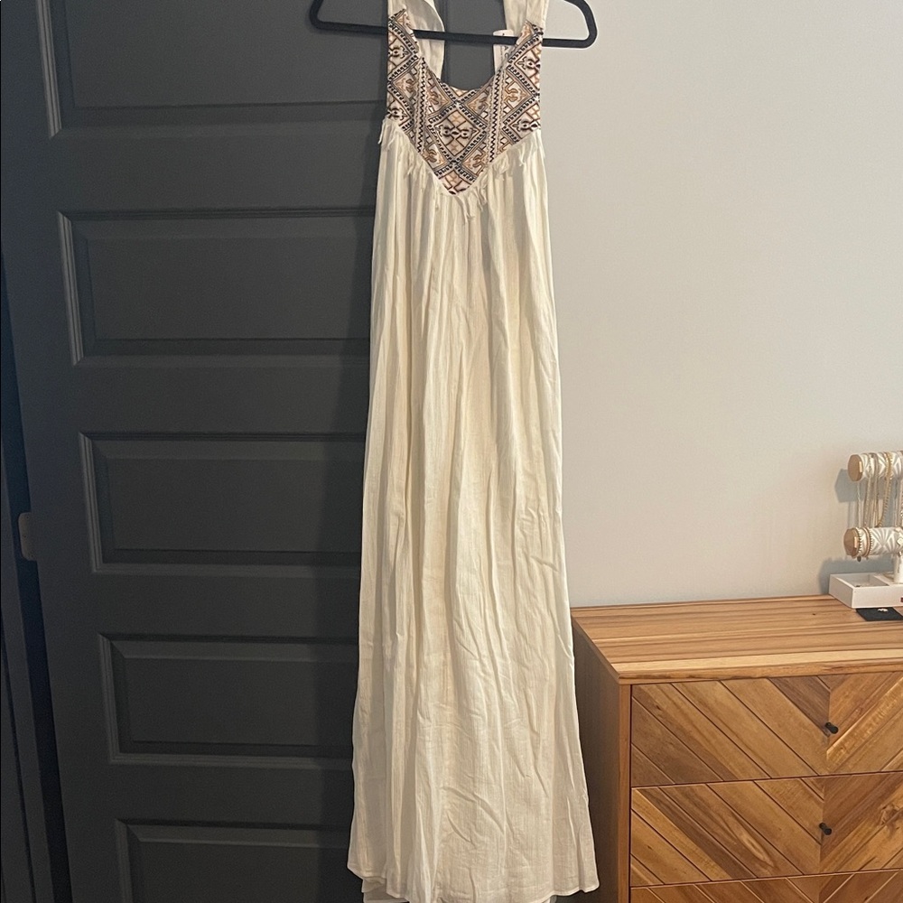 Volcom Cream and Brown Maxi Dress